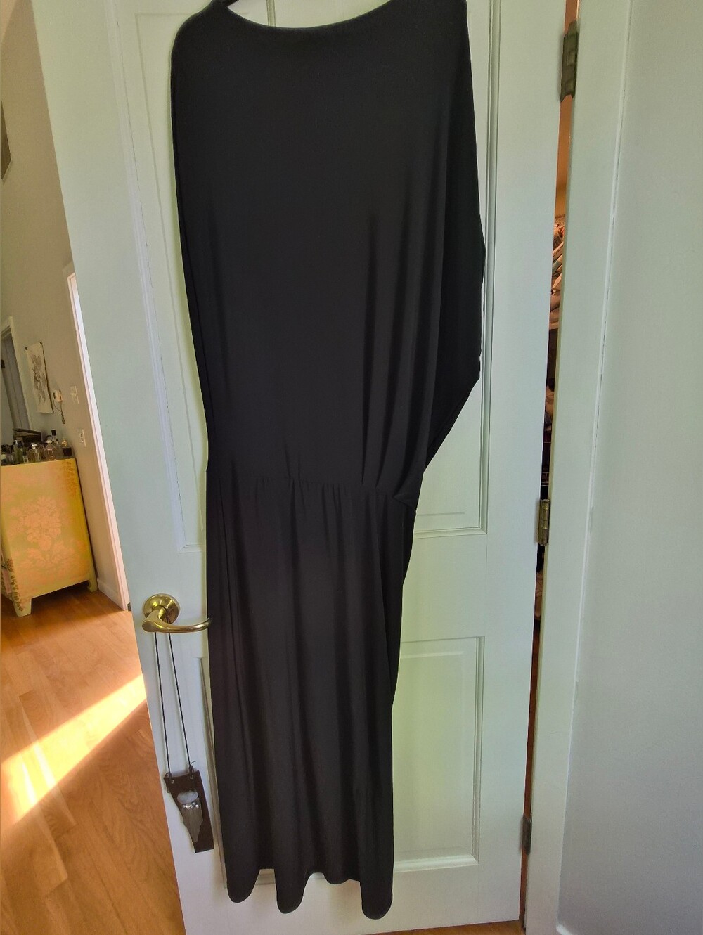 MEG Blu’s Gown Black Draped Asymmetric Maxi Dress - Picture 4 of 8